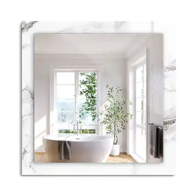 Miroir rectangulaire décoratif motif de marbre blanc