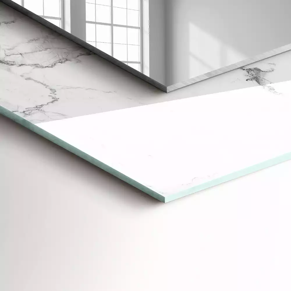 Miroir rectangulaire décoratif motif de marbre blanc