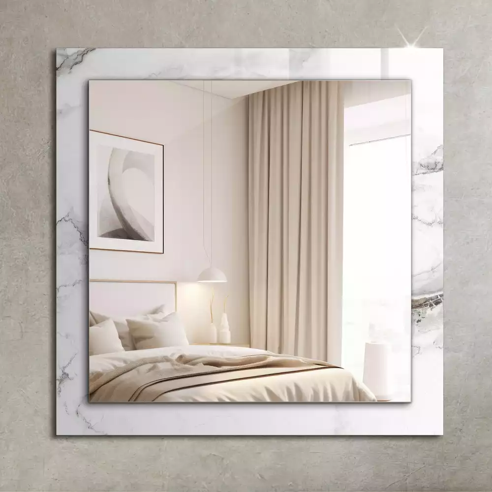 Miroir rectangulaire décoratif motif de marbre blanc