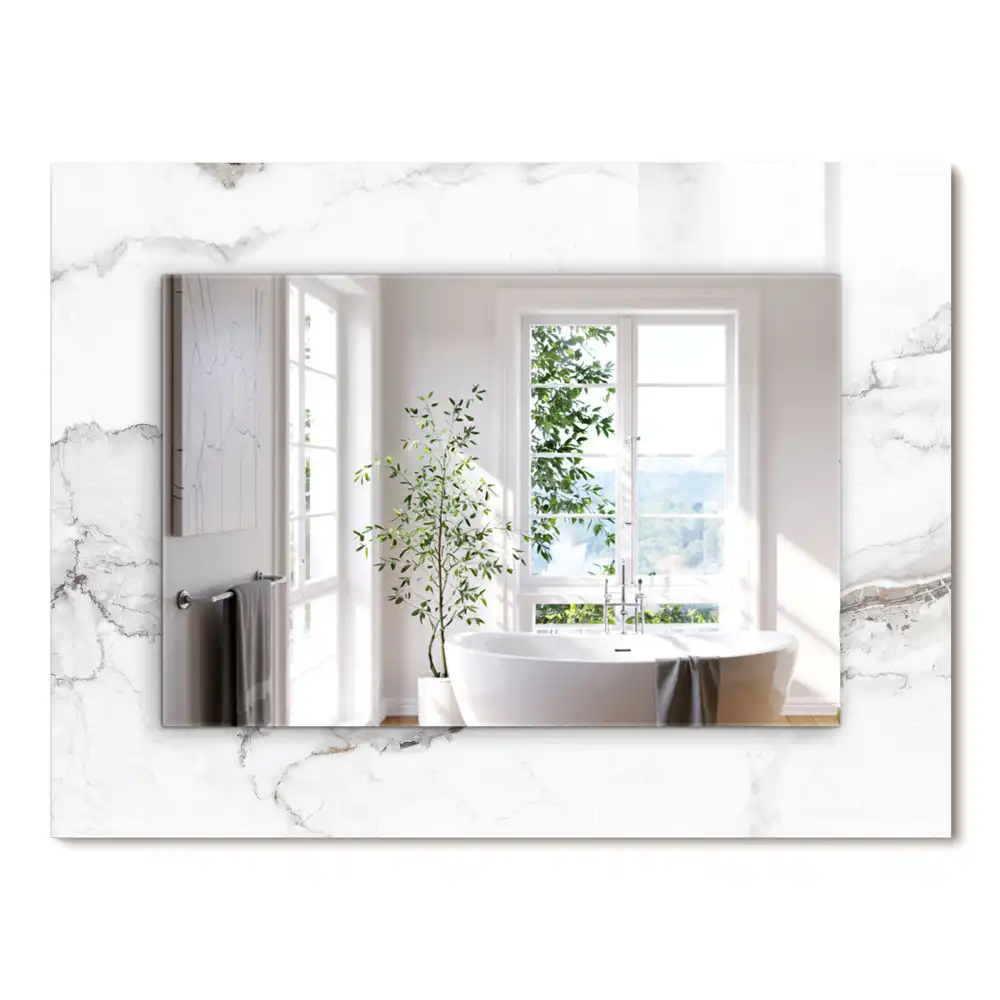 Miroir rectangulaire décoratif motif de marbre blanc
