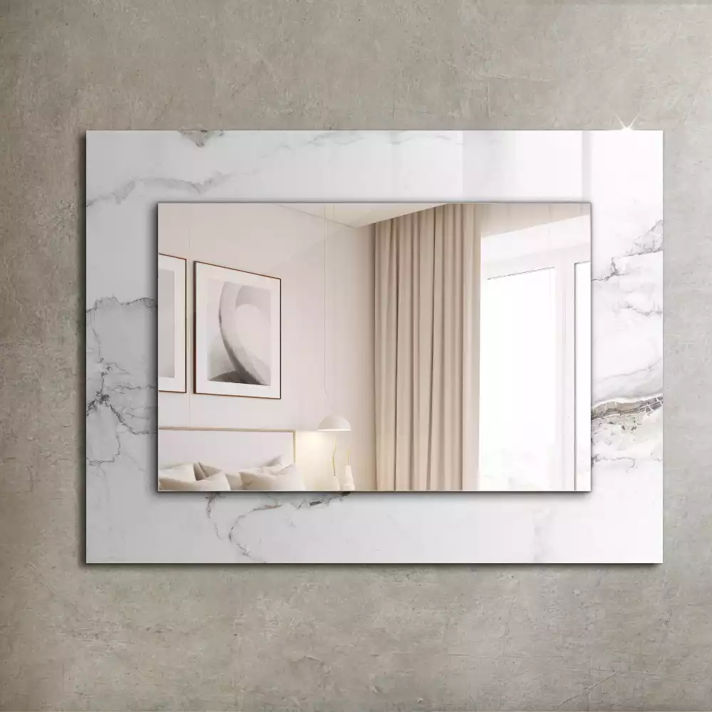 Miroir rectangulaire décoratif motif de marbre blanc