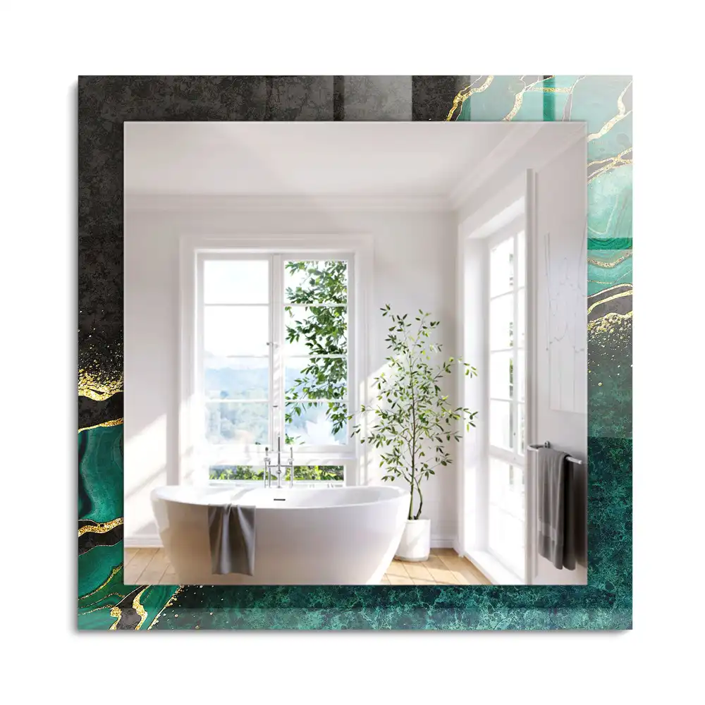 Miroir rectangulaire imprimé motifs abstraits verts