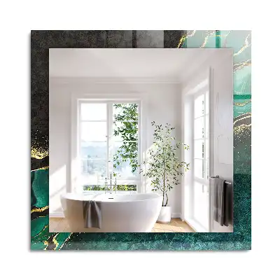 Miroir rectangulaire imprimé motifs abstraits verts