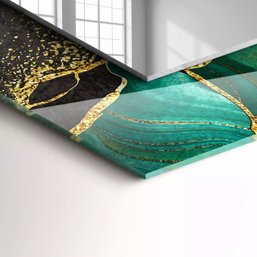 Miroir rectangulaire imprimé motifs abstraits verts
