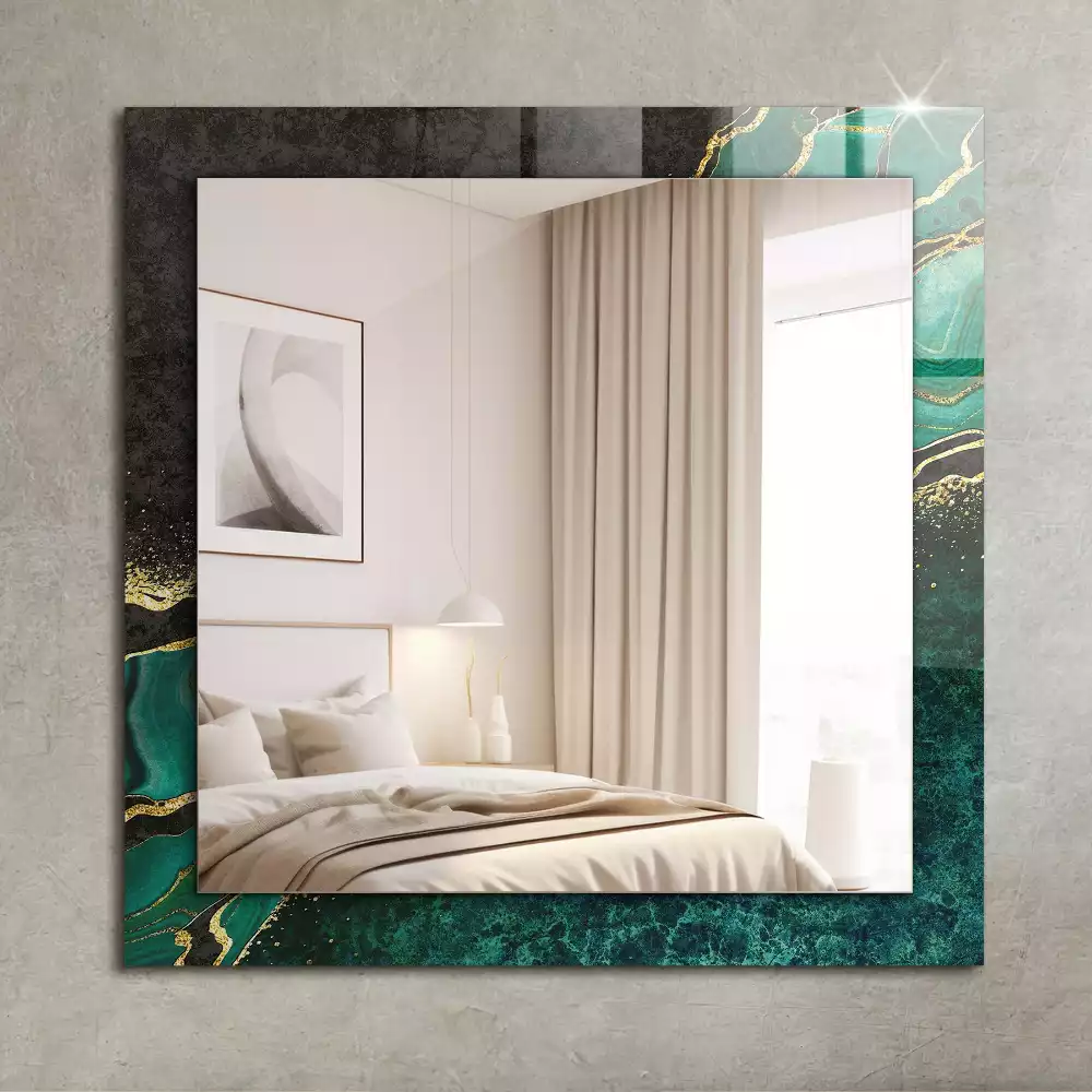 Miroir rectangulaire imprimé motifs abstraits verts