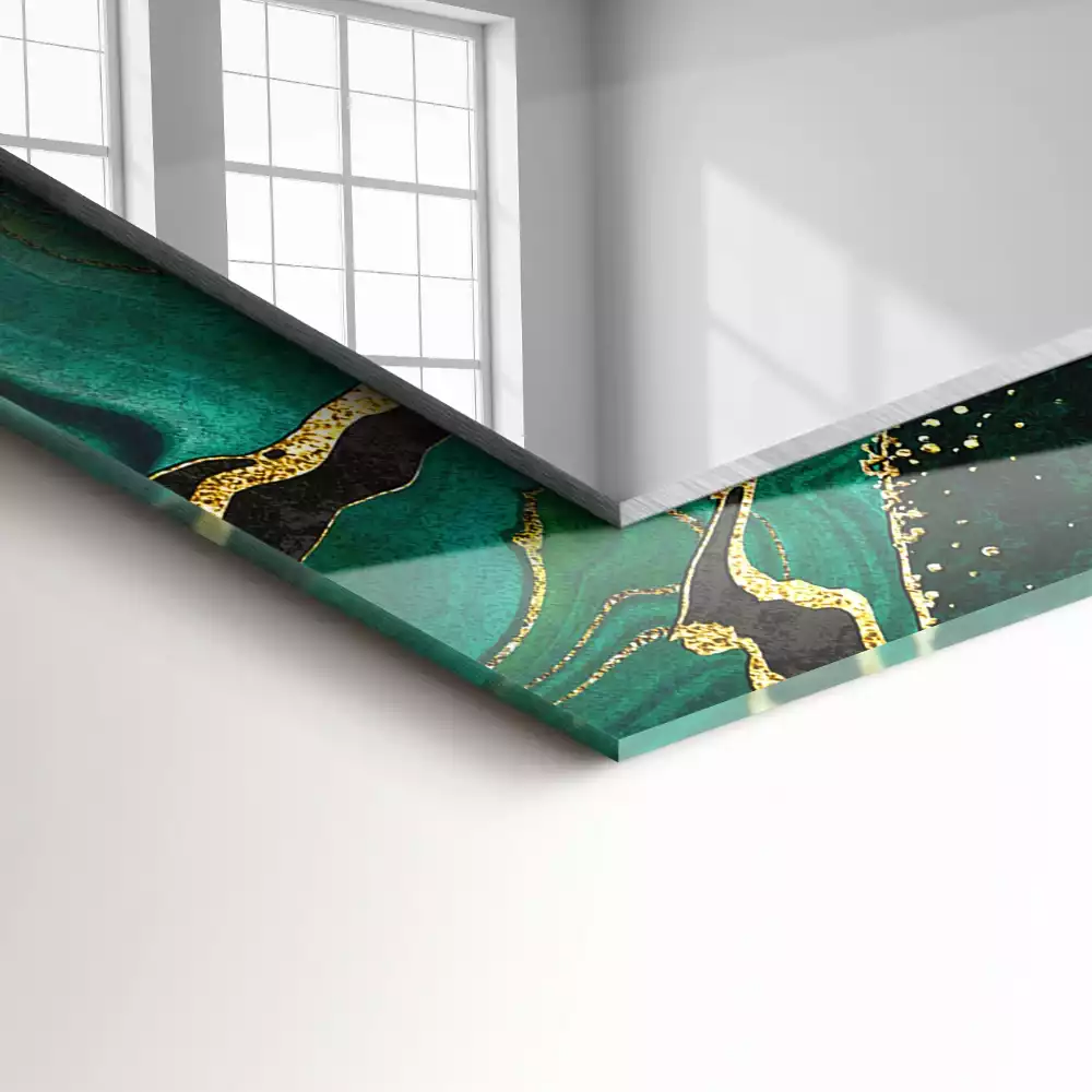 Miroir rectangulaire imprimé motifs abstraits verts