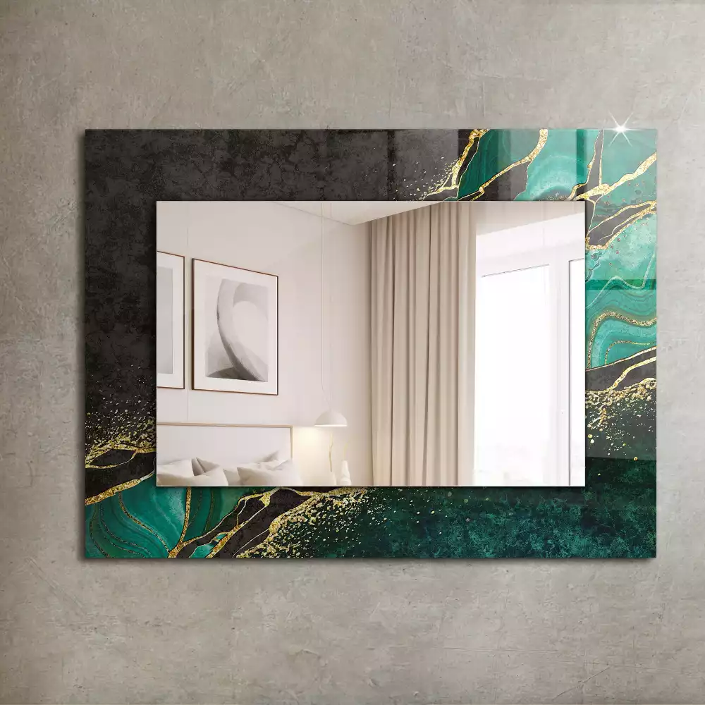 Miroir rectangulaire imprimé motifs abstraits verts