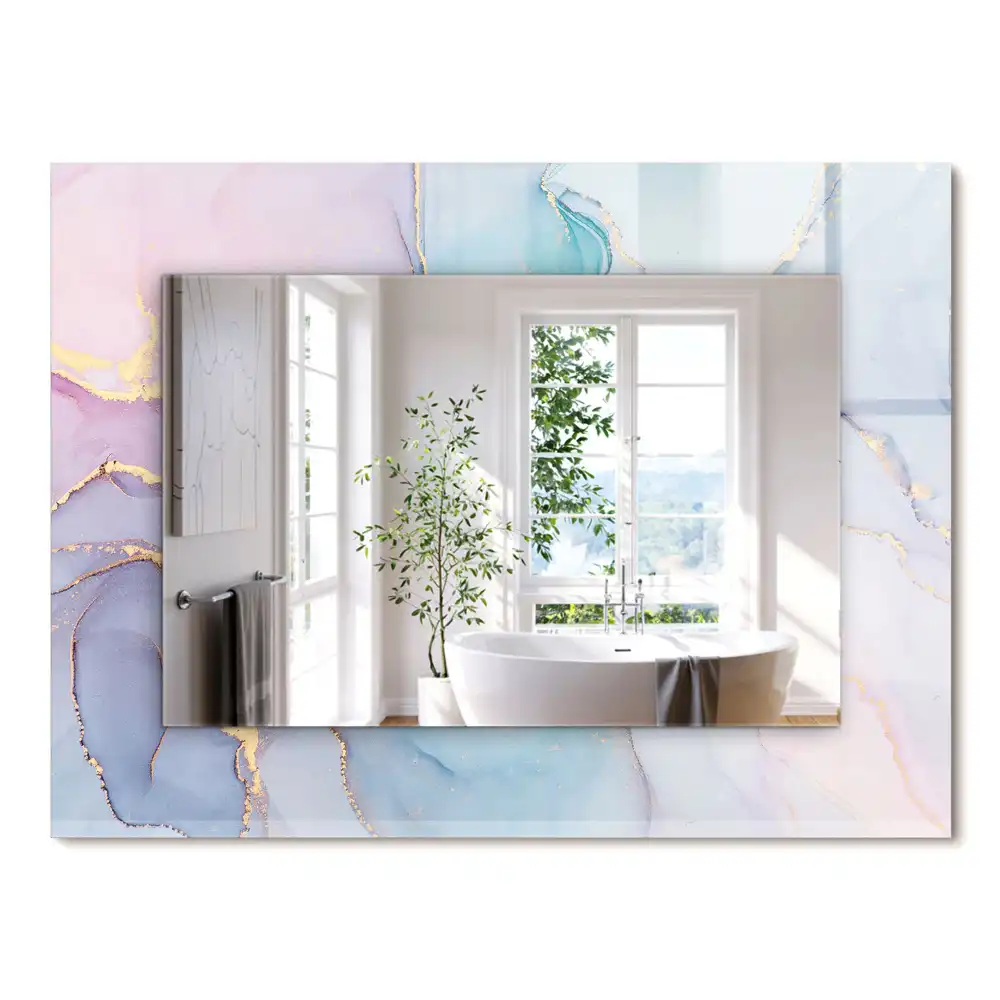 Miroir rectangulaire décoratif imprimé abstraction en aquarelle