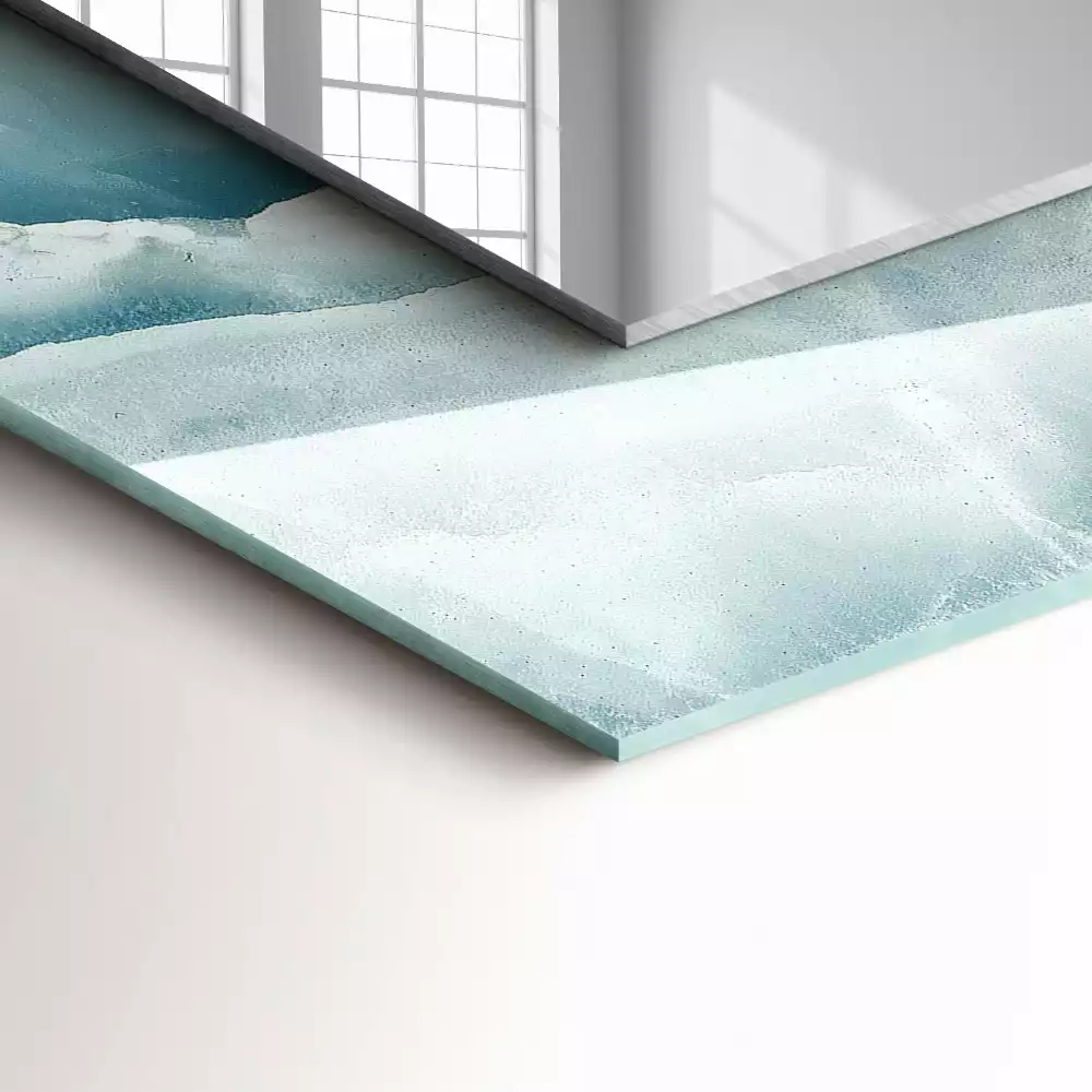 Miroir rectangulaire avec cadre imprimé structure de marbre bleu clair