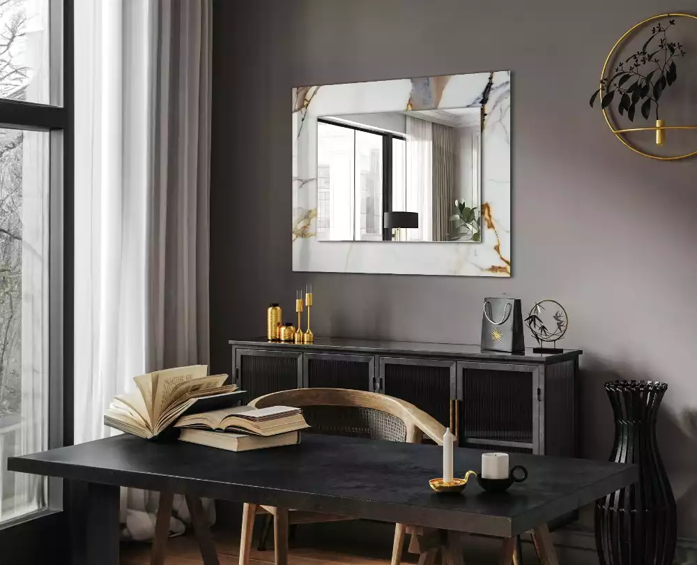 Miroir rectangulaire à cadre imprimé marbre veiné