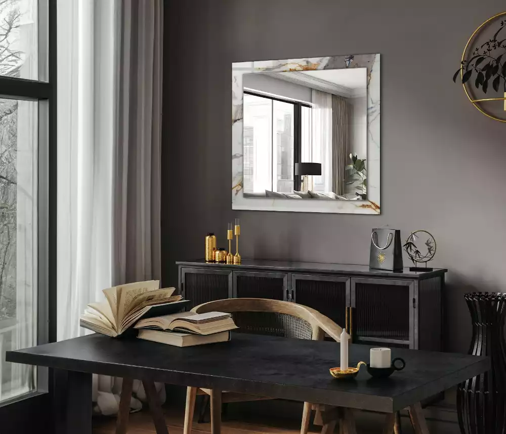 Miroir rectangulaire à cadre imprimé marbre veiné