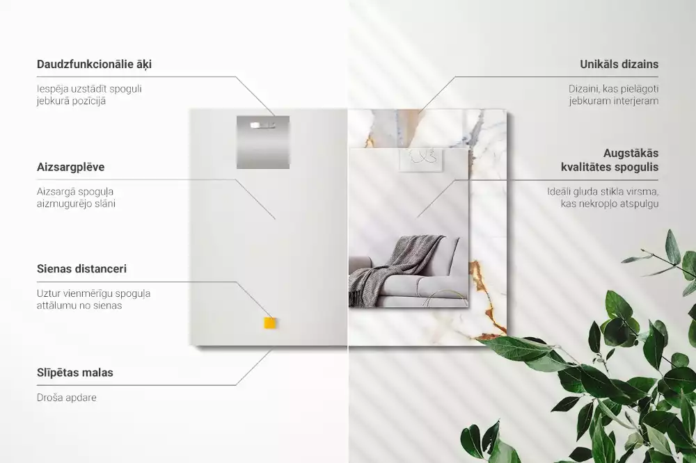 Miroir rectangulaire à cadre imprimé marbre veiné