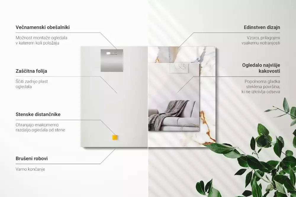 Miroir rectangulaire à cadre imprimé marbre veiné