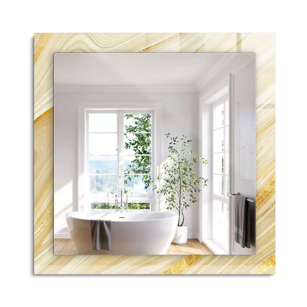 Miroir rectangulaire décoratif lignes abstraites jaunes