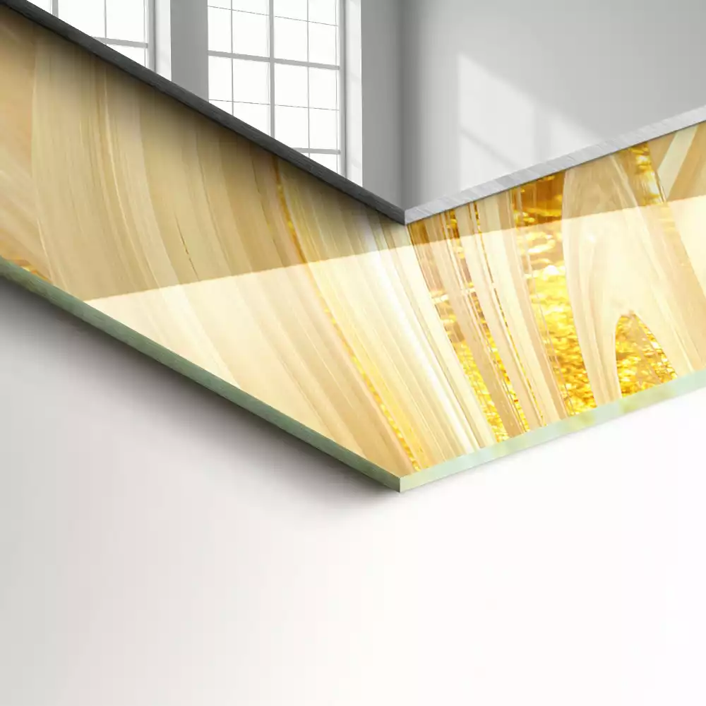 Miroir rectangulaire décoratif lignes abstraites jaunes