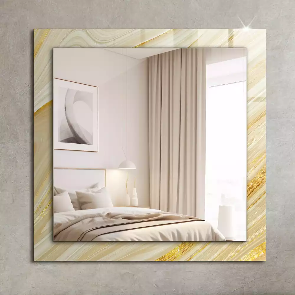 Miroir rectangulaire décoratif lignes abstraites jaunes