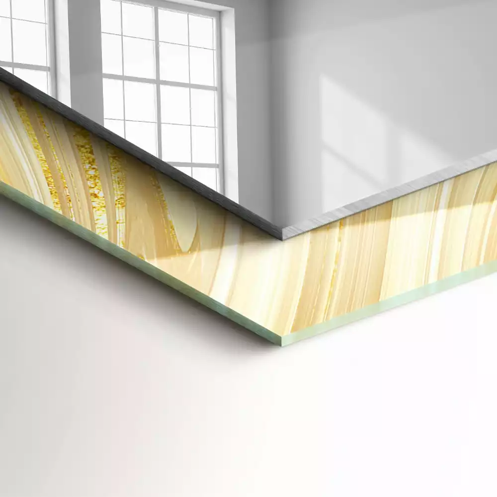 Miroir rectangulaire décoratif lignes abstraites jaunes