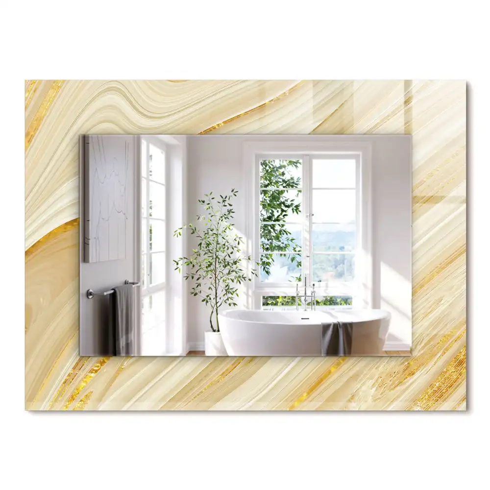 Miroir rectangulaire décoratif lignes abstraites jaunes