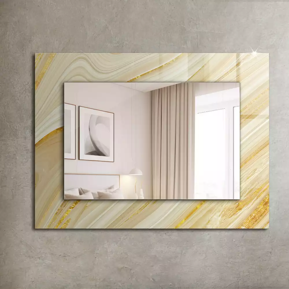 Miroir rectangulaire décoratif lignes abstraites jaunes