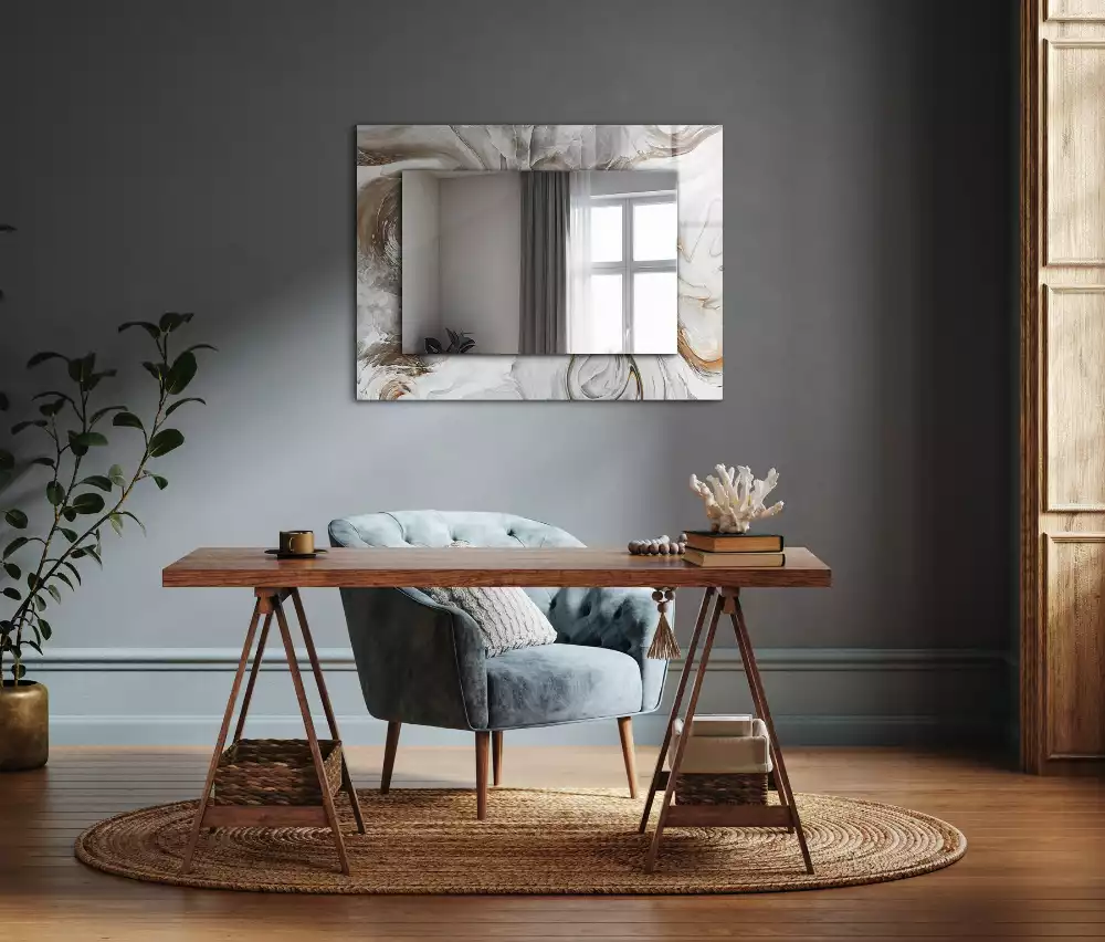 Miroir rectangulaire imprimé motif de marbre abstrait