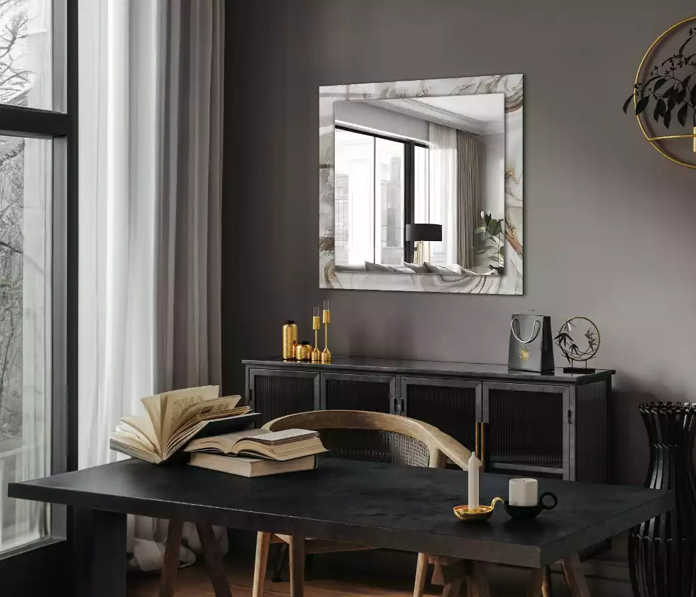 Miroir rectangulaire imprimé motif de marbre abstrait