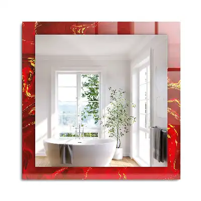 Miroir rectangulaire décoratif imprimé peinture rouge abstraite
