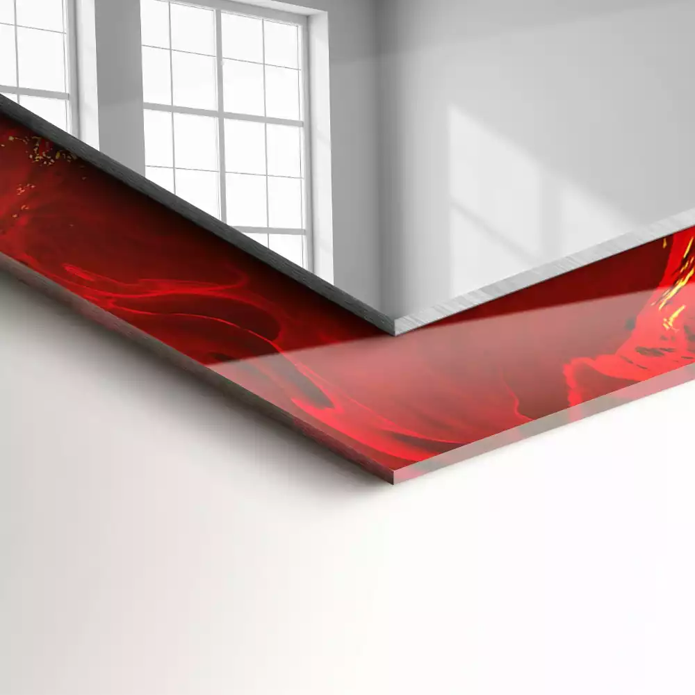 Miroir rectangulaire décoratif imprimé peinture rouge abstraite