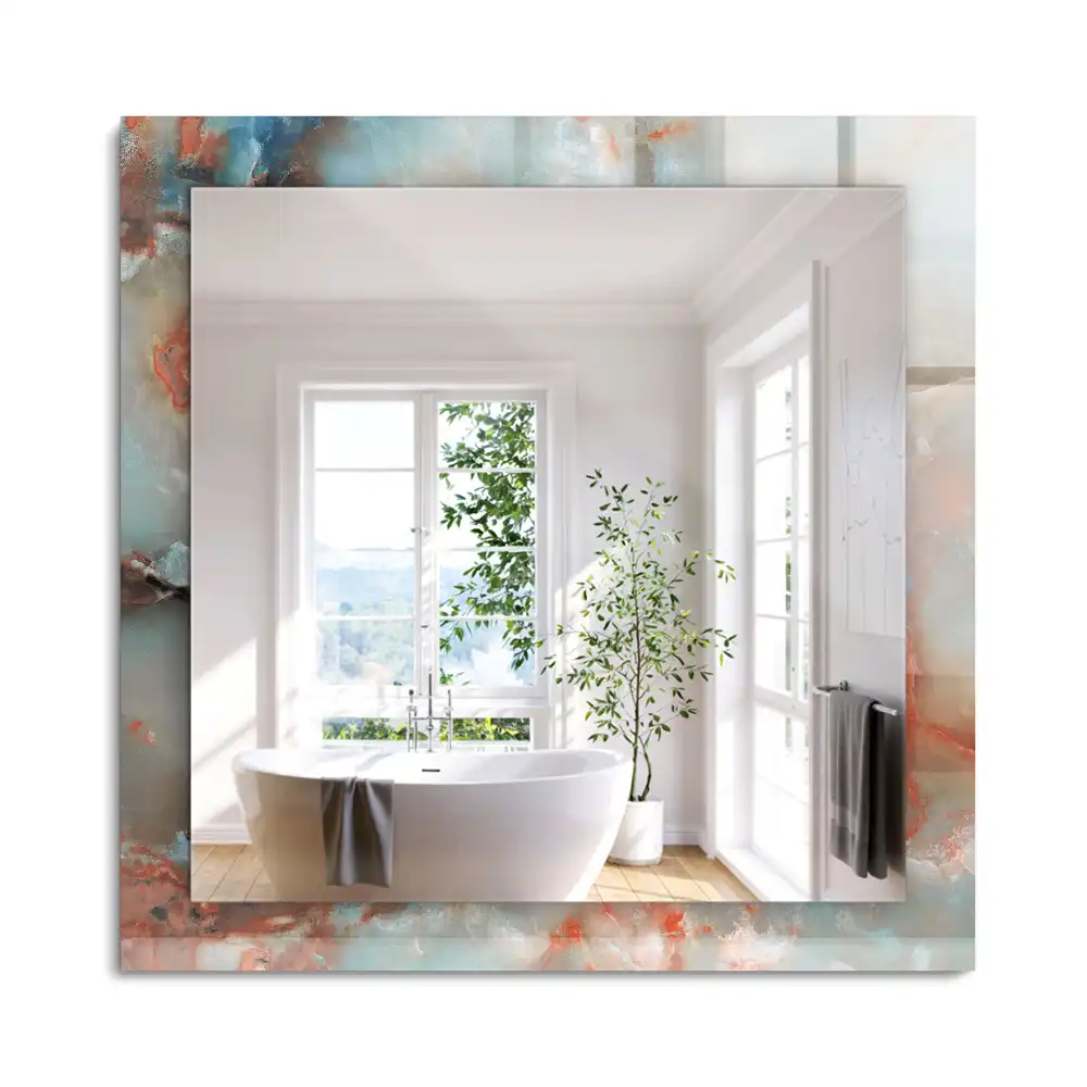 Miroir rectangulaire avec cadre imprimé structure colorée abstraite