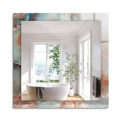 Miroir rectangulaire avec cadre imprimé structure colorée abstraite