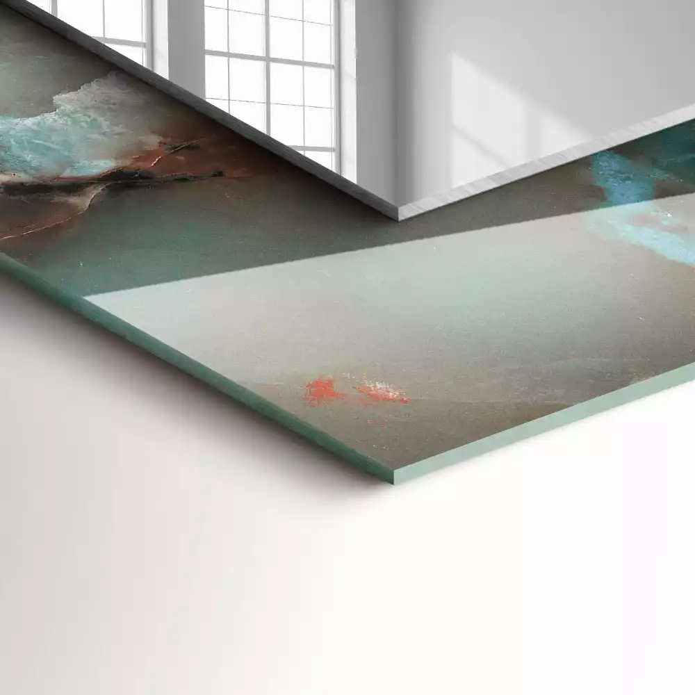 Miroir rectangulaire avec cadre imprimé structure colorée abstraite