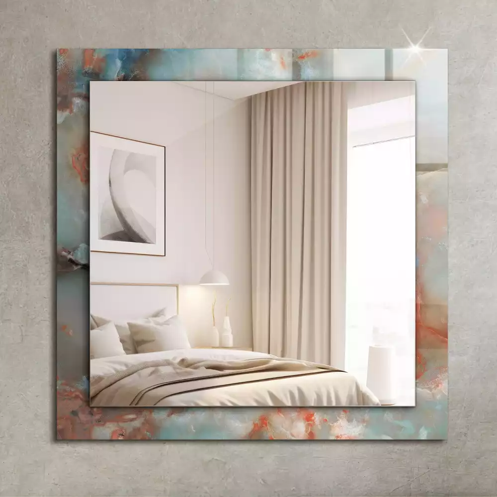 Miroir rectangulaire avec cadre imprimé structure colorée abstraite