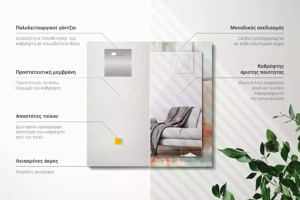 Miroir rectangulaire avec cadre imprimé structure colorée abstraite