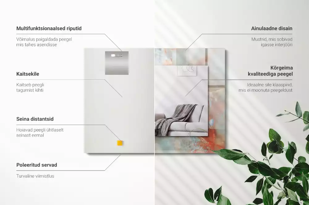 Miroir rectangulaire avec cadre imprimé structure colorée abstraite