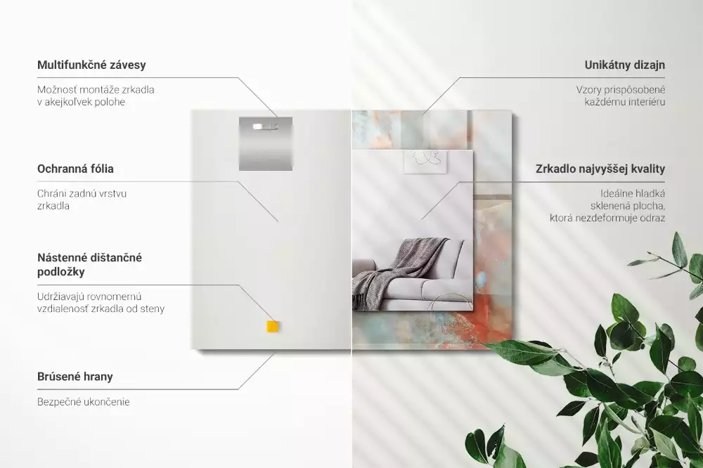 Miroir rectangulaire avec cadre imprimé structure colorée abstraite