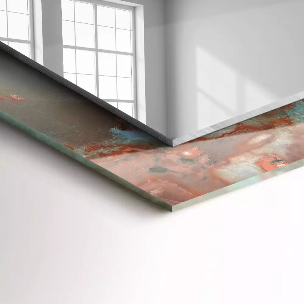 Miroir rectangulaire avec cadre imprimé structure colorée abstraite
