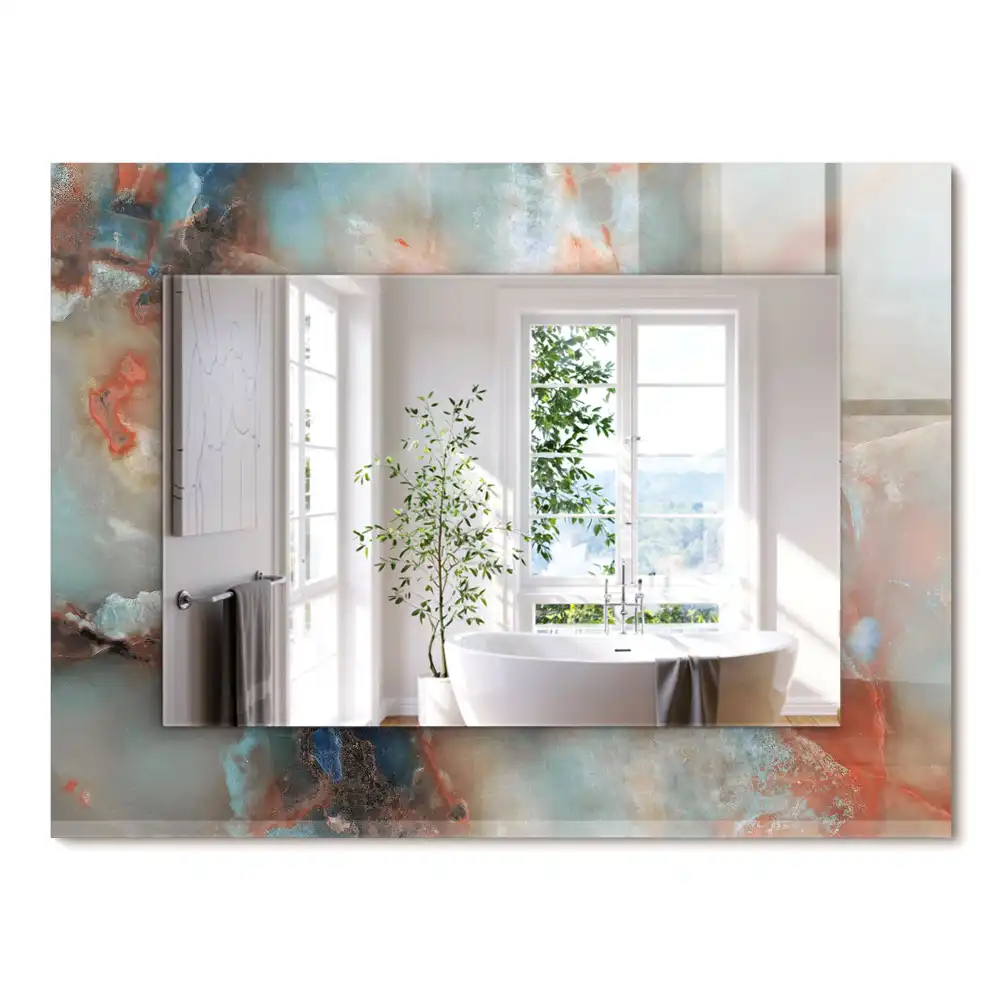 Miroir rectangulaire avec cadre imprimé structure colorée abstraite