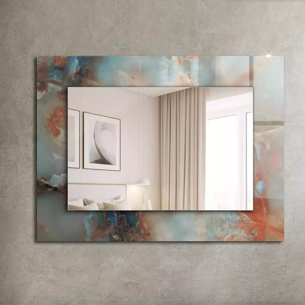 Miroir rectangulaire avec cadre imprimé structure colorée abstraite