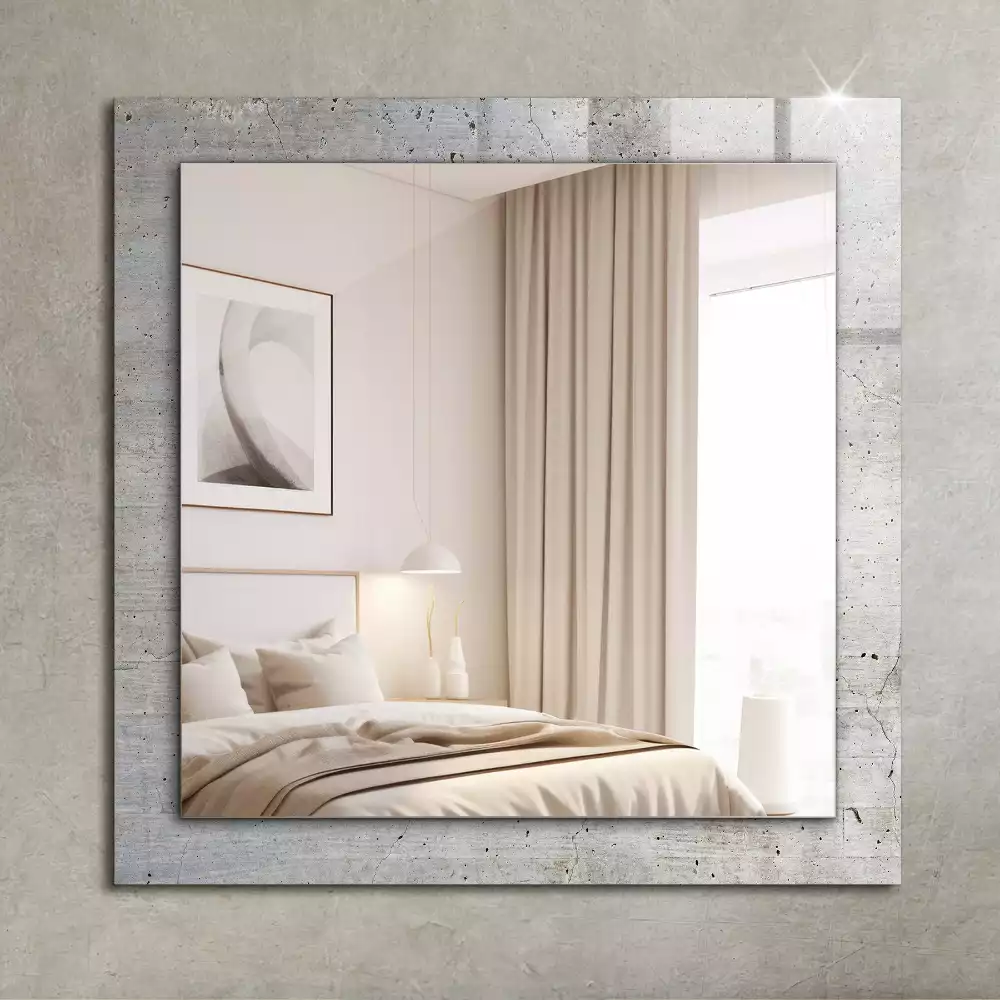 Miroir rectangulaire à cadre imprimé mur en béton fissuré