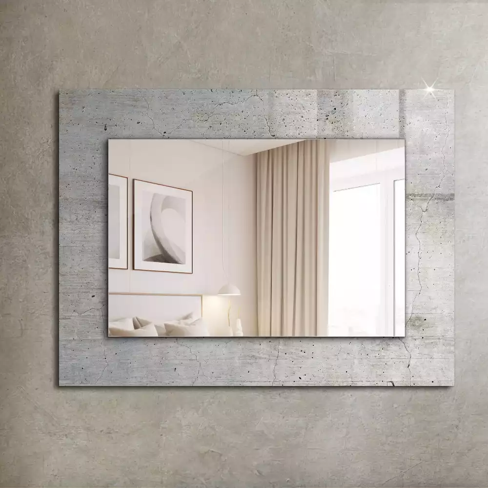 Miroir rectangulaire à cadre imprimé mur en béton fissuré