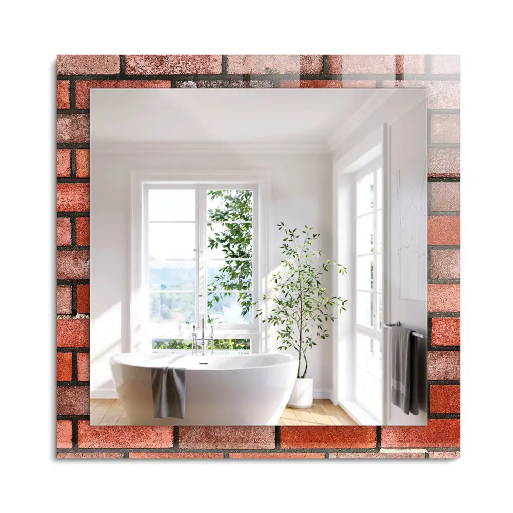 Miroir rectangulaire décoratif mur en briques rouges