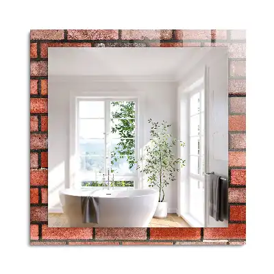 Miroir rectangulaire décoratif mur en briques rouges