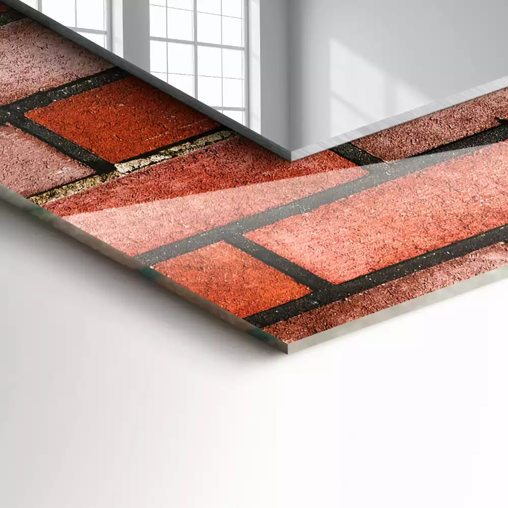 Miroir rectangulaire décoratif mur en briques rouges