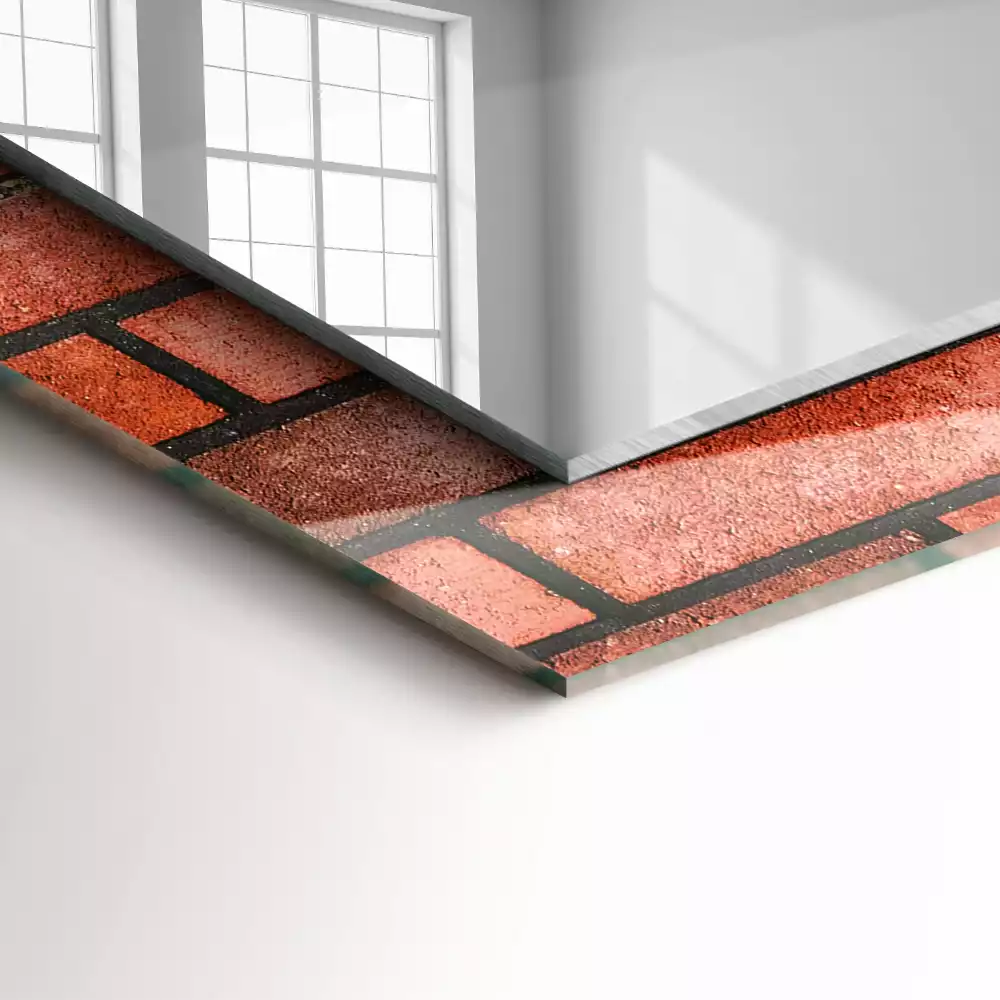 Miroir rectangulaire décoratif mur en briques rouges