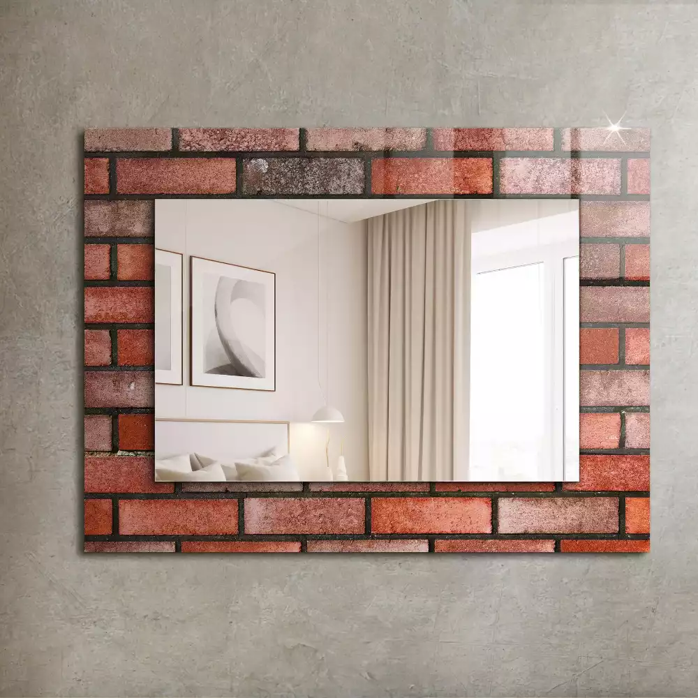 Miroir rectangulaire décoratif mur en briques rouges