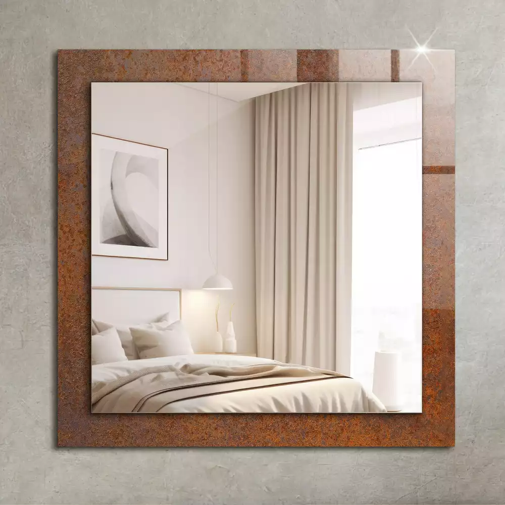 Miroir rectangulaire imprimé surface métallique rouillée