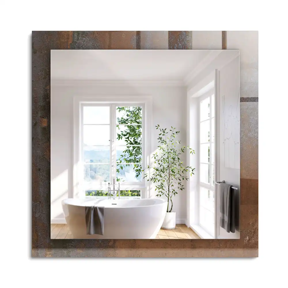 Miroir rectangulaire décoratif imprimé surface rouillée tendance
