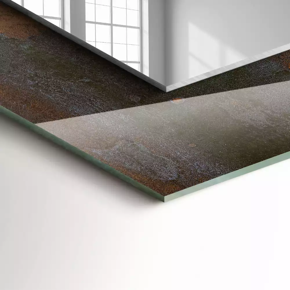 Miroir rectangulaire décoratif imprimé surface rouillée tendance