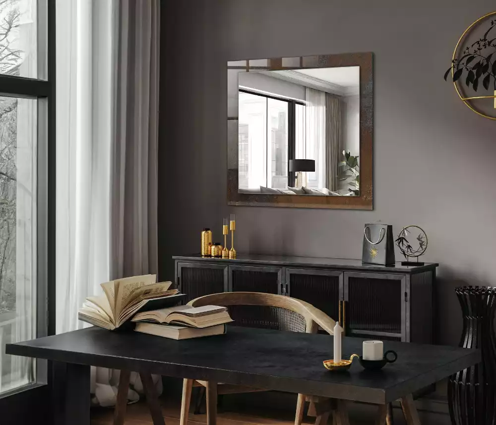 Miroir rectangulaire décoratif imprimé surface rouillée tendance