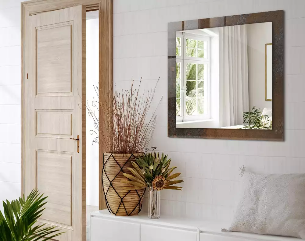 Miroir rectangulaire décoratif imprimé surface rouillée tendance