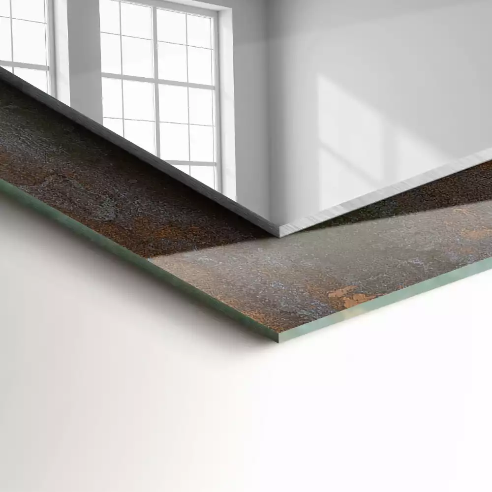 Miroir rectangulaire décoratif imprimé surface rouillée tendance